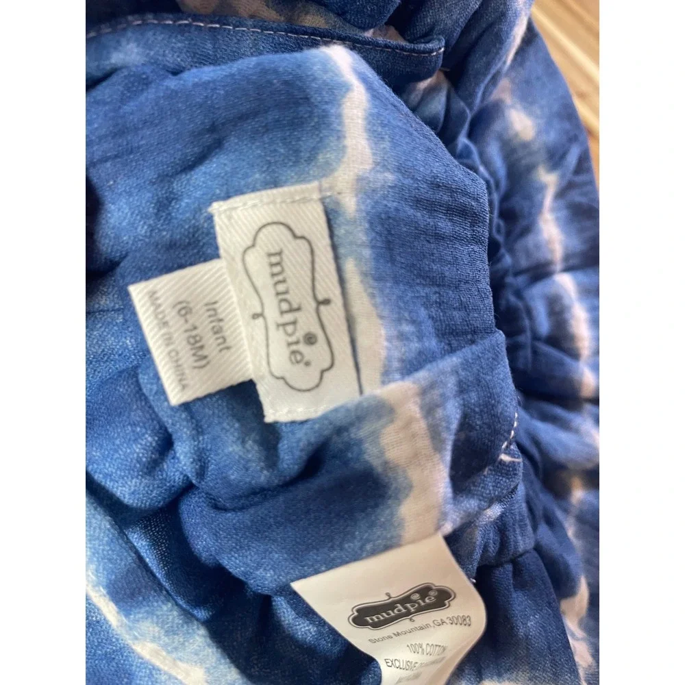 Mud Pie Infant Blue Tie Dye‎ Cotton Muslin Sun Hat Bucket Hat 6-18M NEW